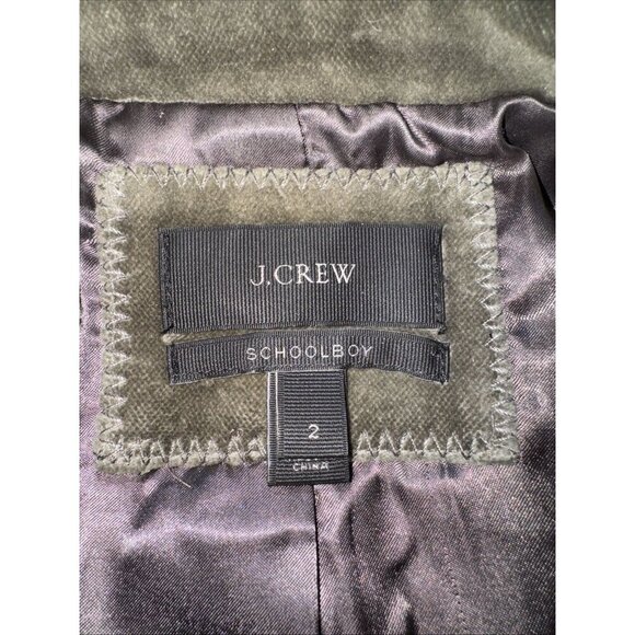 J. Crew Schoolboy Sage Velvet Single Breasted 2 Button Blazer,Jacket size 2 - Picture 13 of 15